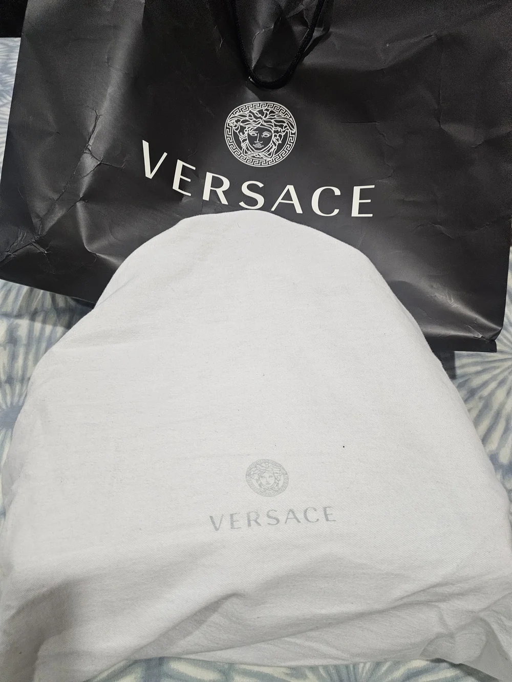 Versace Black Medusa Leather Tote with Gold Chain
